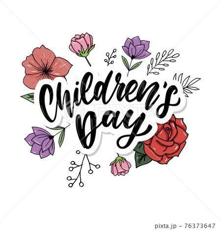 Children's day vector background. Happy Children's Day title. Happy Children's Day inscription. 76373647