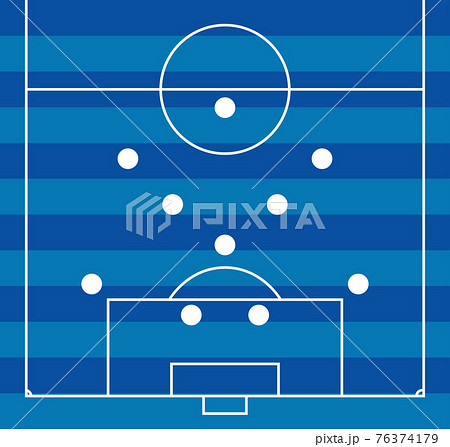 サッカーのフォーメーション4 5 1のイラスト素材