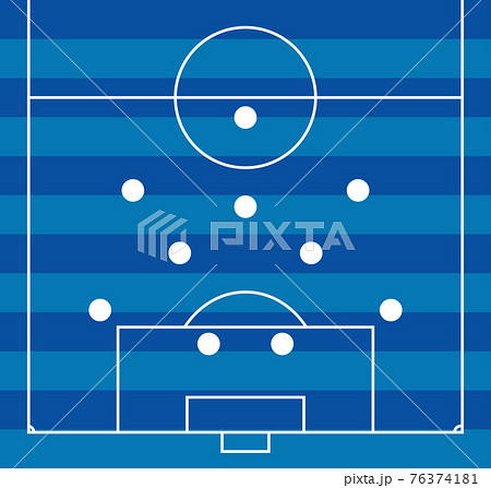 サッカーのフォーメーション4 5 1のイラスト素材