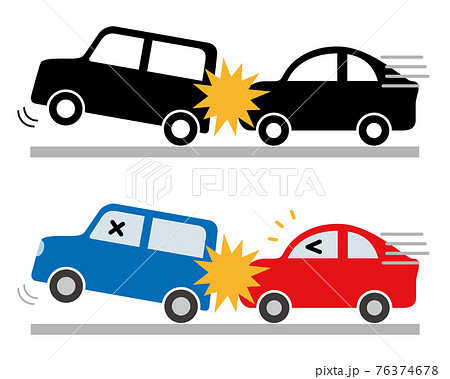 自動車の追突事故(カラー&シルエット) 自動車の追突事故(カラー&シルエット) 76374678