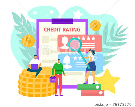 Credit rating concept, vector illustration. Flat finance loan for man woman people character, banking report about finance payment. 76375276