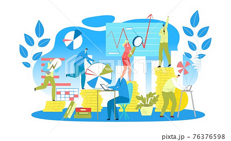 People collaborate together, create business project, creative teamwork, vector illustration. Group professionals analyze innovative marketing. 76376598