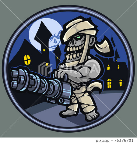 Zombie gunner mascot logo design 76376701