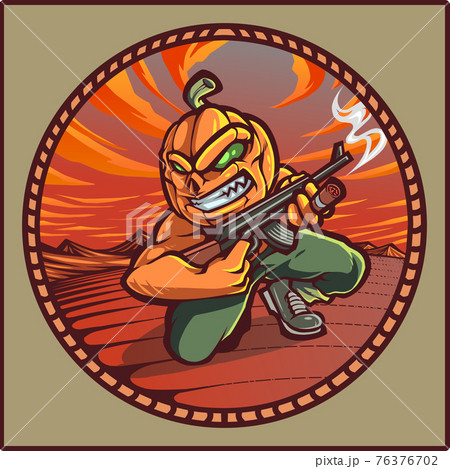 Pumpkin gunners mascot logo design 76376702