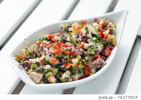 octopus fresh seafood mixed vegetable salad octopus fresh seafood mixed vegetable salad 76377024