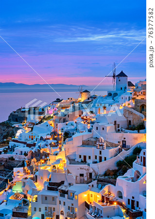 Famous greek tourist destination Oia, Greece 76377582
