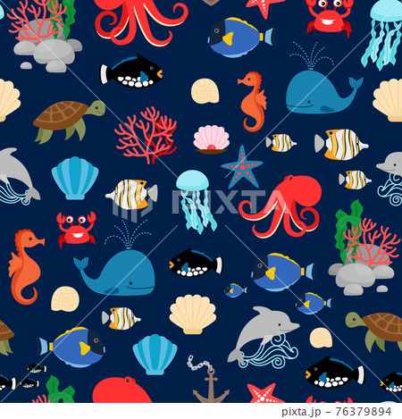 Sea pattern with fishes 76379894