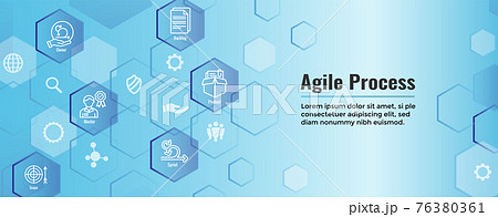 Agile Scrum Process and development icon set web header banner 76380361