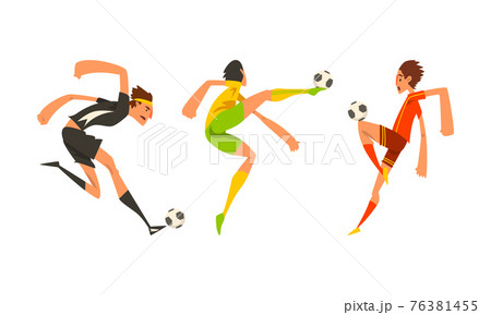 Soccer Players in Action Set, Athletes Characters in Sports Uniform Vector Illustration 76381455