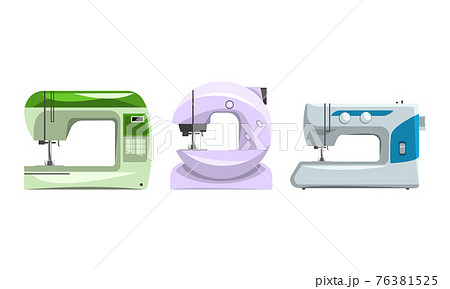 Dressmaker Equipment Set, Sewing Machines Collection Flat Vector Illustration Dressmaker Equipment Set, Sewing Machines Collection Flat Vector Illustration 76381525