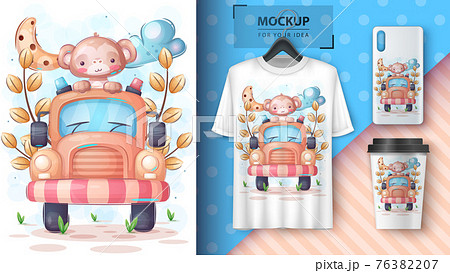 Monkey travel poster and merchandising 76382207