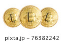 digital currency coins bitcoin for international online payments, three coins isolated on white background 76382242