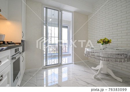Luxurious white modern kitchen interior 76383099