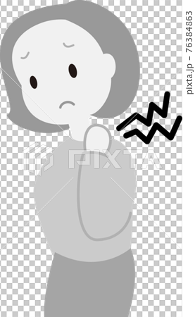 Woman with stiff shoulders, poor physical condition, gray 76384863