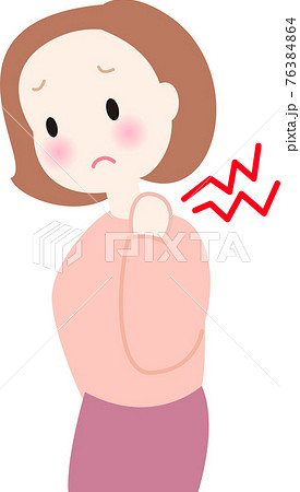 肩こりの女性　体調不良 76384864
