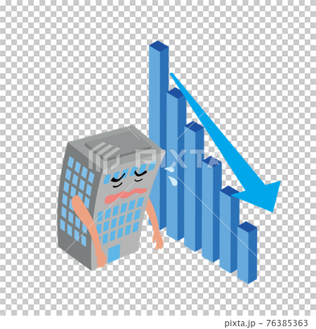 業績ダウンで悲しむ会社キャラクター 76385363