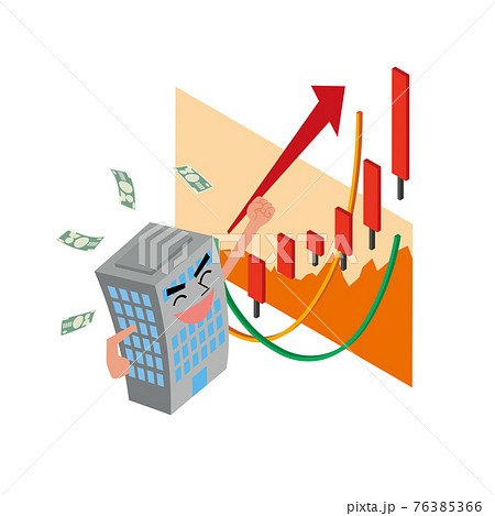 株価アップで喜ぶ会社キャラクター 76385366