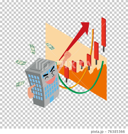 株価アップで喜ぶ会社キャラクター 76385366
