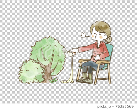 食べ残しのスープを地面に捨てている女性のイラスト素材