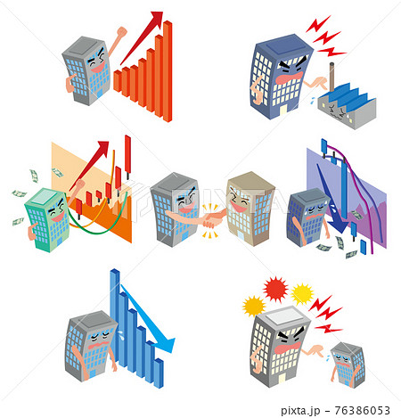 会社キャラクターのポーズセット 76386053