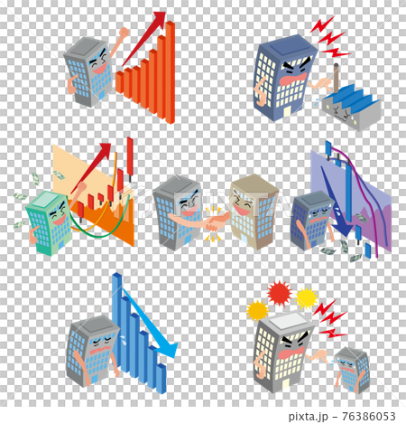 会社キャラクターのポーズセット 76386053