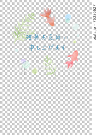 残暑見舞い 金魚と水草 背景 残暑見舞い 金魚と水草 背景 76386627