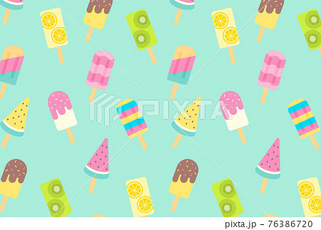 棒付きアイスキャンディー アイスクリーム のシームレスパターンのイラスト素材