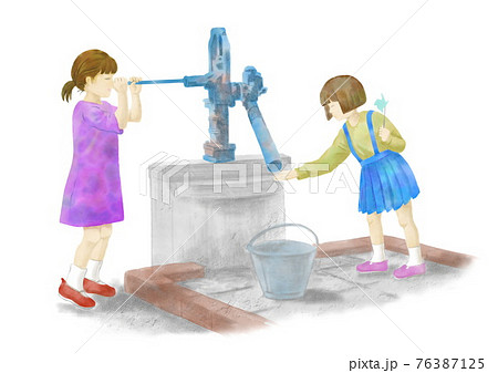 昭和の子供たち　水彩 76387125