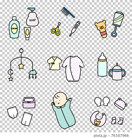 赤ちゃんグッズのシンプルイラスト 赤ちゃんグッズのシンプルイラスト 76387966