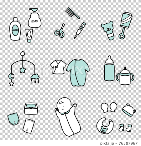 赤ちゃんグッズのシンプルイラスト 赤ちゃんグッズのシンプルイラスト 76387967