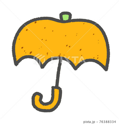 ファンシーで可愛いフルーツ傘 みかん のイラスト素材 7634