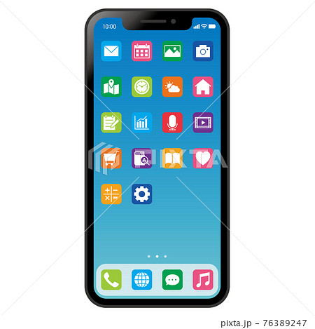 スマホのホーム画面 アプリのイラスト素材