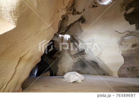 A bell-shaped cave in Beit Guvrin National Park in the Judean Plain in southern Israel	 76389697