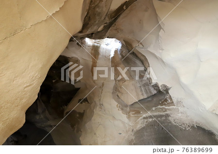 A bell-shaped cave in Beit Guvrin National Park in the Judean Plain in southern Israel	 76389699