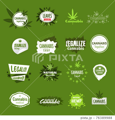 Set Medical Cannabis Or Marijuana Badges Hemp のイラスト素材 7639