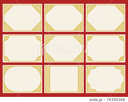 和風の角装飾フレームセット 和風の角装飾フレームセット 76390268