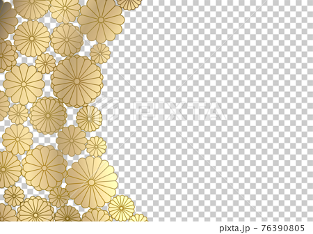 金色の菊のフレームイラスト 1 76390805