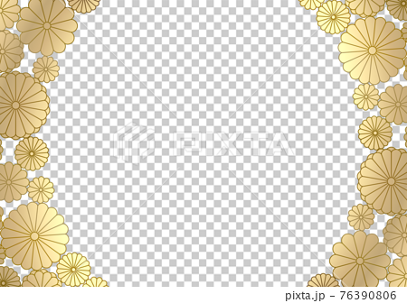 金色の菊のフレームイラスト 2 76390806