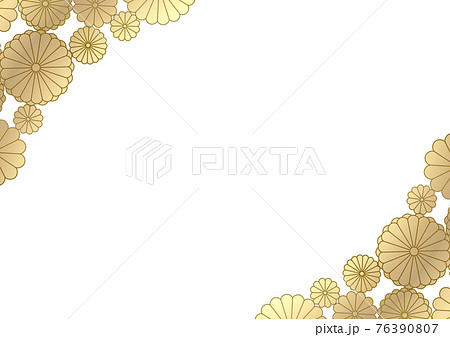 金色の菊のフレームイラスト 3 76390807