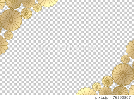 金色の菊のフレームイラスト 3 76390807