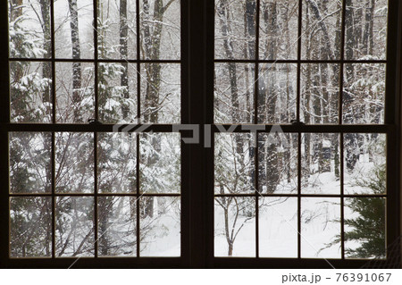 Winter scene outside window Winter scene outside window 76391067