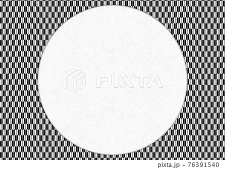 白黒の矢絣模様の和柄円形フレームのイラスト素材