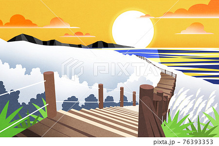 new year, sunrise scenery illustration 76393353