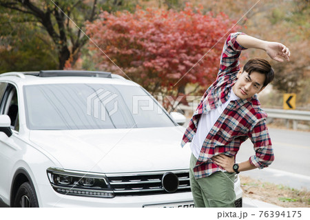 handsome Asian male model autumn travel concept handsome Asian male model autumn travel concept 76394175