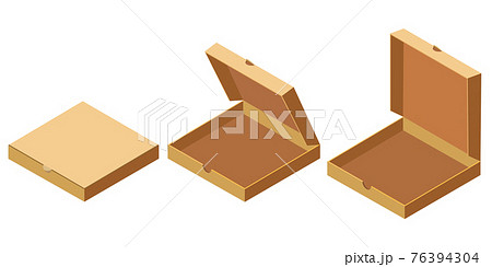 Pizza isometric open, closed cardboard boxes set, delivery. Package template, flat design. Vector Pizza isometric open, closed cardboard boxes set, delivery. Package template, flat design. Vector 76394304