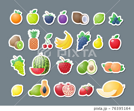 set fresh fruits stickers healthy food collection horizontal set fresh fruits stickers healthy food collection horizontal 76395164