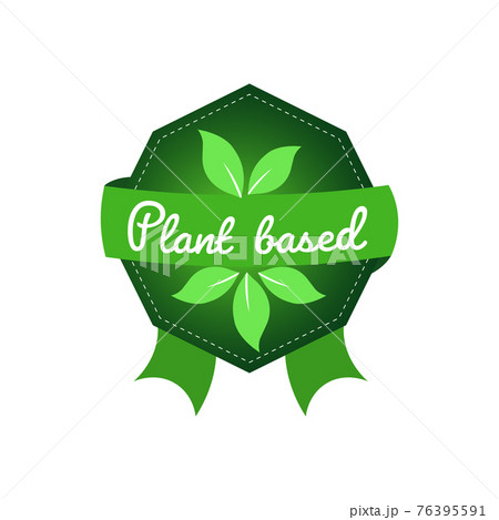 plant based natural product sticker organic healthy vegan market logo fresh food emblem badge design flat 76395591