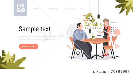 waitres taking order from man customer with cannabis coffee modern cafe shop marijuana legalization drugs consumption concept horizontal copy space full length waitres taking order from man customer with cannabis coffee modern cafe shop marijuana legalization drugs consumption concept horizontal copy space full length 76395997