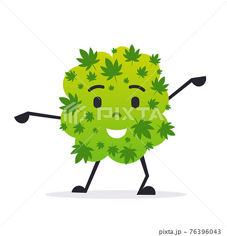 Cute Smiling Cannabis Weed Bud Cartoon のイラスト素材