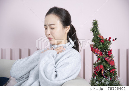 sick woman in pain concept sick woman in pain concept 76396402
